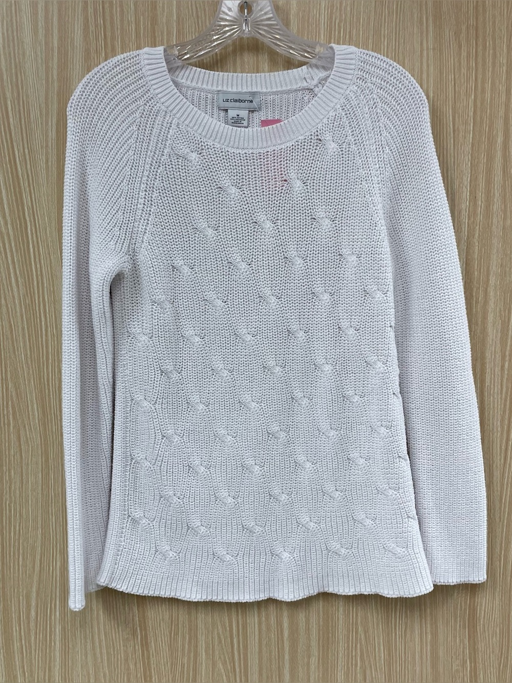 Liz Claiborne White Cotton Blend Sweater Size M